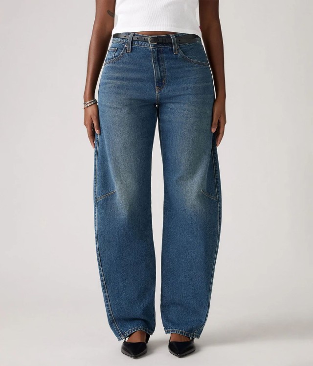 Levis Baggy Dad Barrel Dark Indigo Γυναικείο Παντελόνι Τζιν
