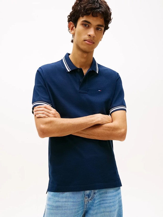 Tommy Hilfiger Tjm Reg Tipped Polo Ext Ανδρική Μπλούζα Polo Μπλε