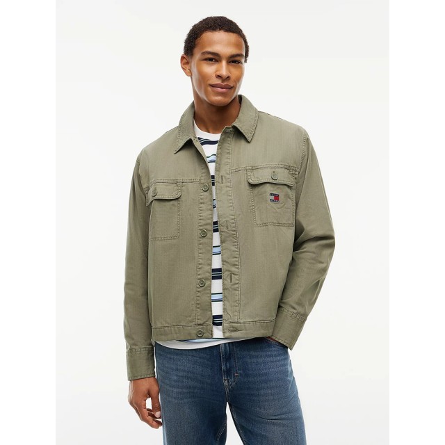 Tommy Hilfiger Tjm Essential Overshirt Ανδρικό Πουκάμισο Overshirt Λαδί