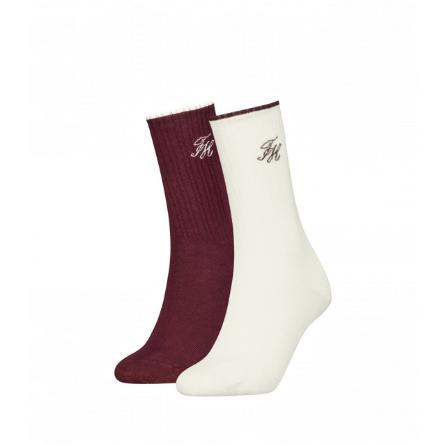 Tommy Hilfiger Th Women Sock 2p Monogram Lurex Γυναικείες Κάλτσες 2p Μπεζ Καφε