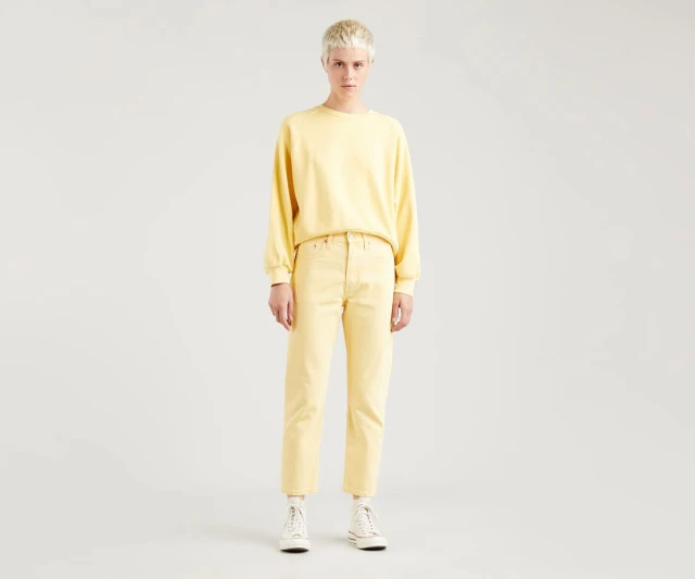 Levis 501 501 Crop Yd Botanical Gardenia Γυναικειο Παντελονι Τζιν Κιτρινο