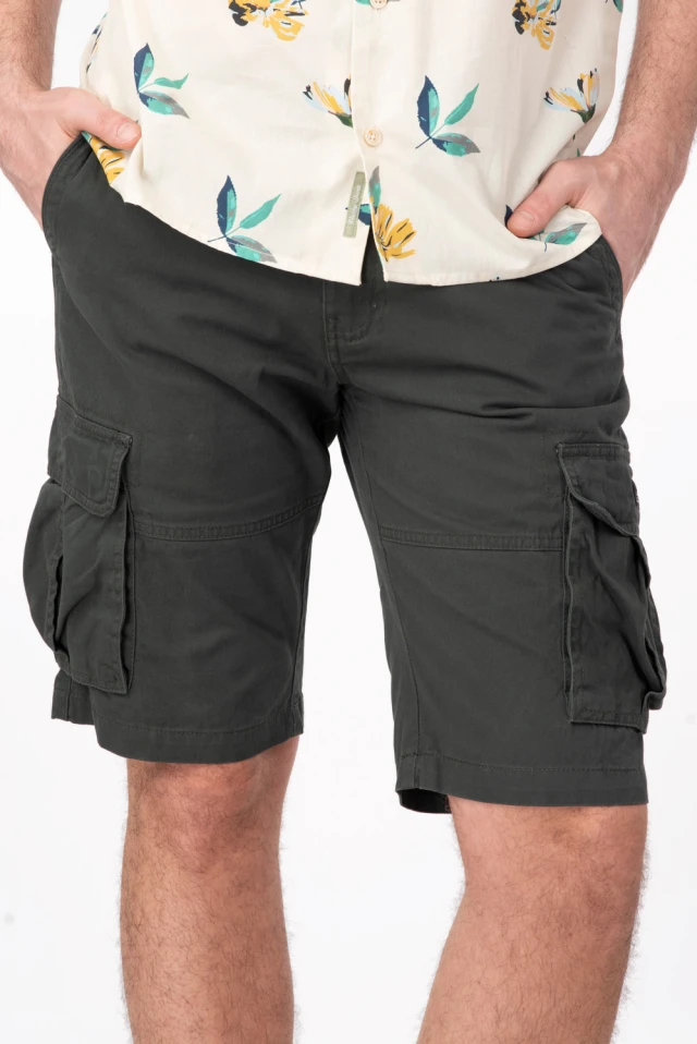 Rebase Cargo Shorts with Belt Ανδρικη Βερμουδα Cargo Ανθρακι