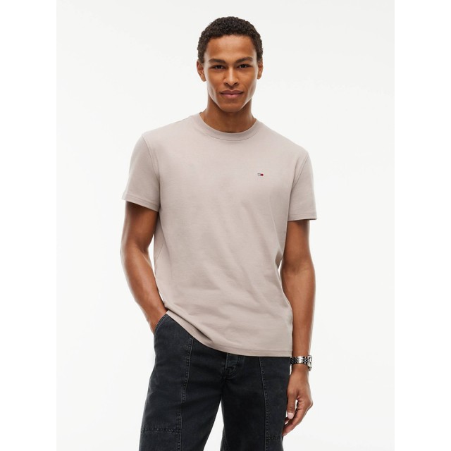 Tommy Hilfiger Tjm Reg Sflag Ss Tee Ext Ανδρική Μπλούζα Μπεζ